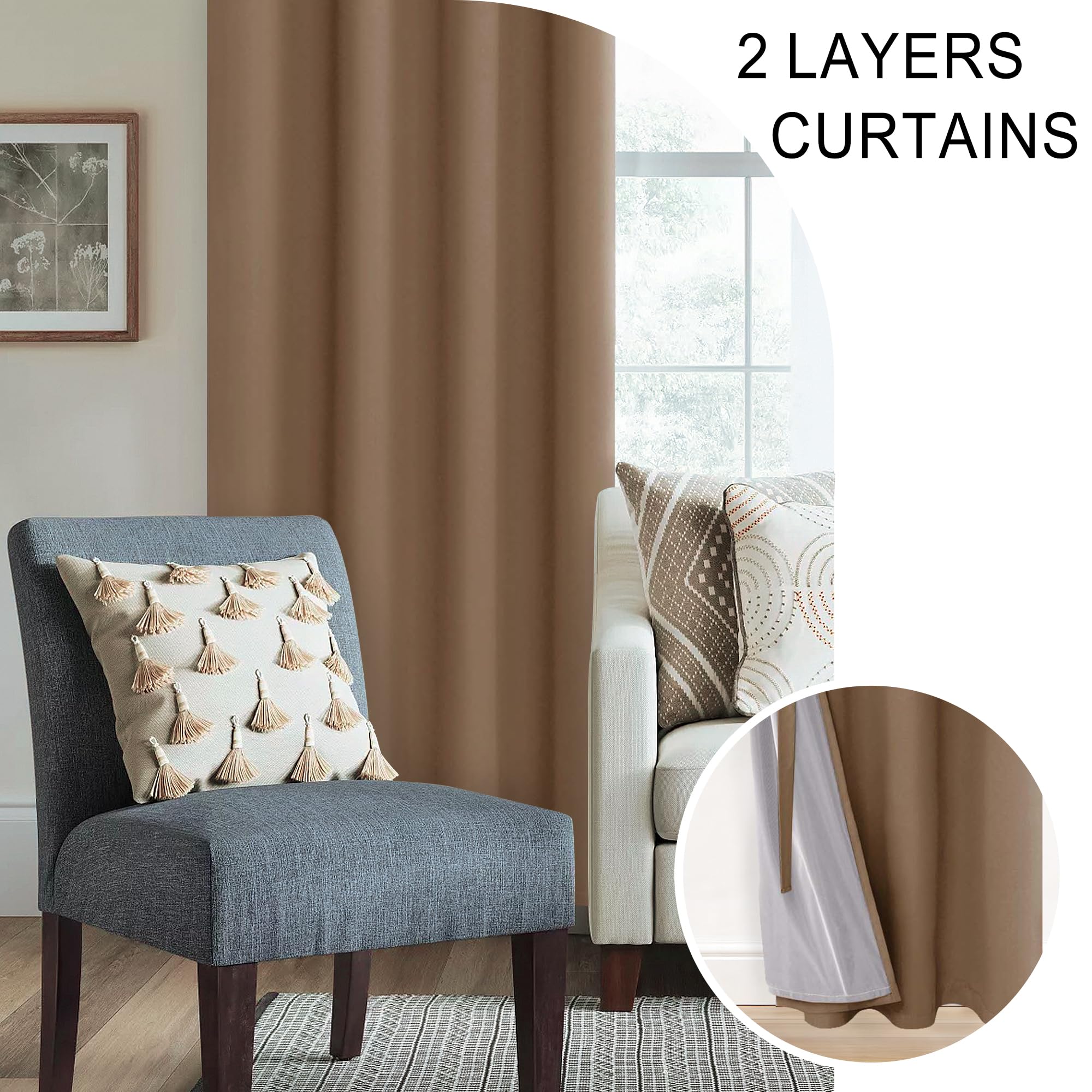Amazon.com: XWZO 100% Blackout Curtain Panels - Thermal Insulated
